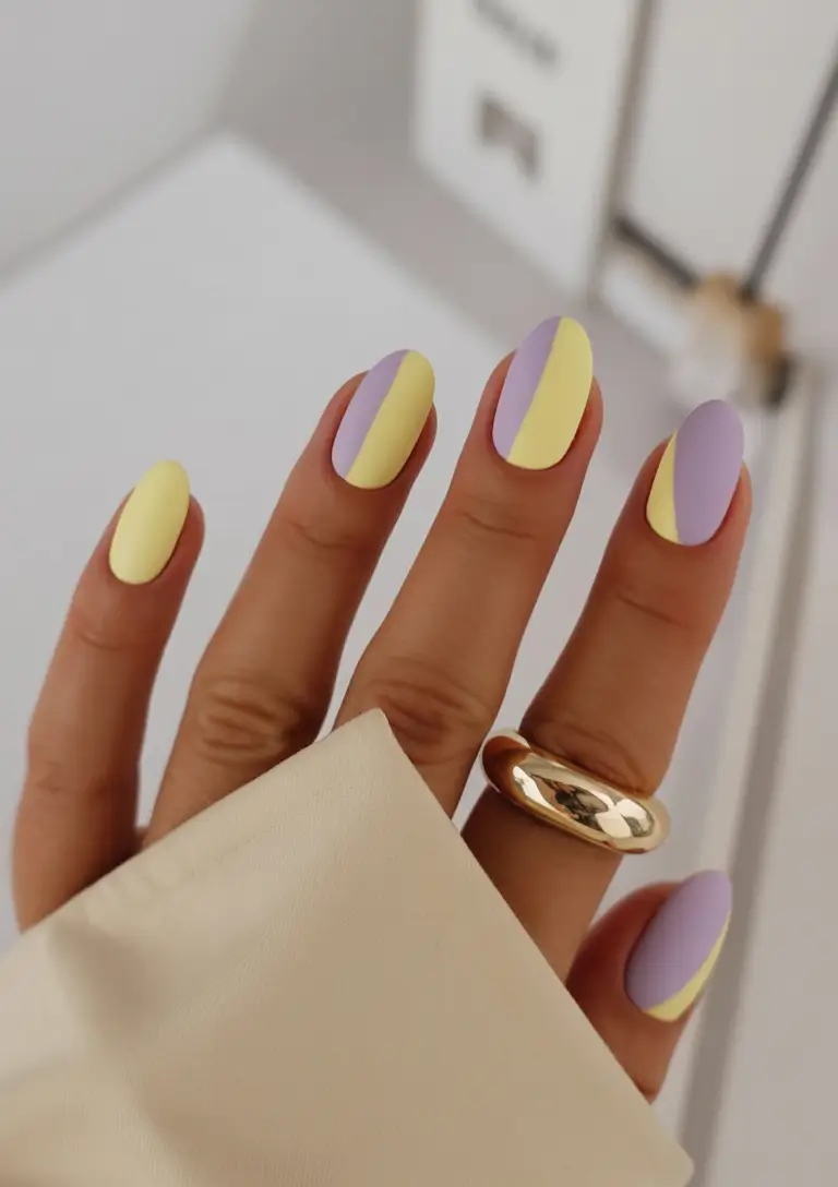 spring to summer season nails color ideas 2026 Soft Pastel Split Manicure That Feels Like Early Spring Light