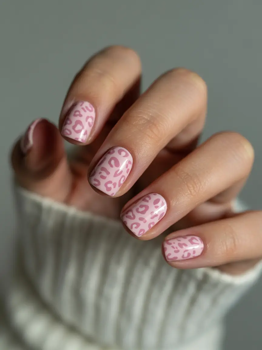 spring to summer season nails color ideas 2026 Playful Pink Leopard Print for Colorful Spring Energy