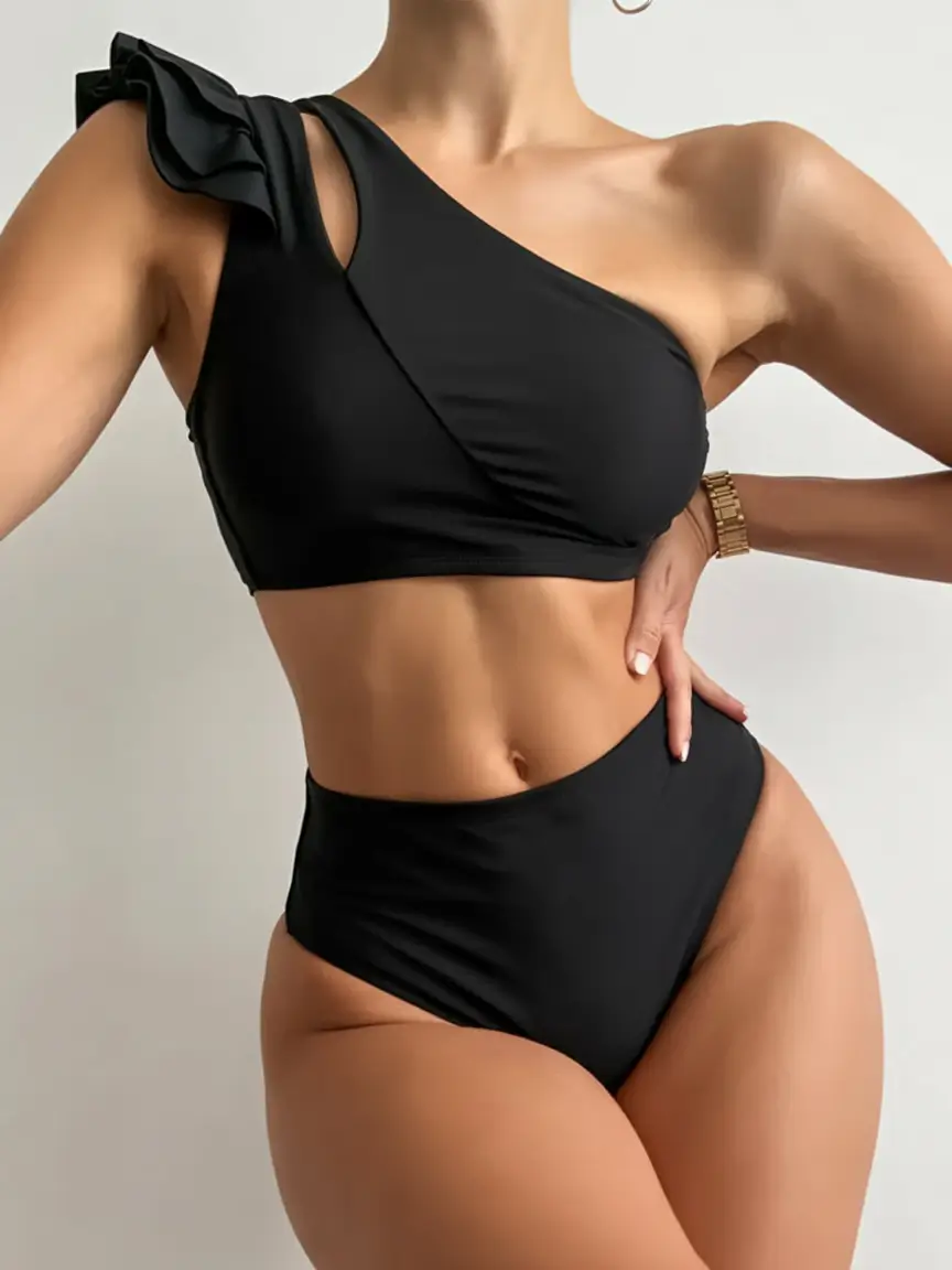 summer bikinis for women 2026 One shoulder black high waist moment that feels strong and modern