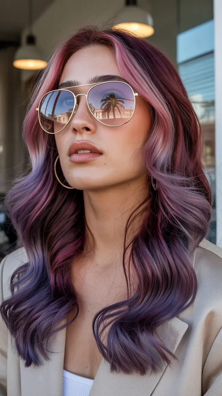 Summer hair color ideas 2026 Soft violet sunset waves for bold summer moods
