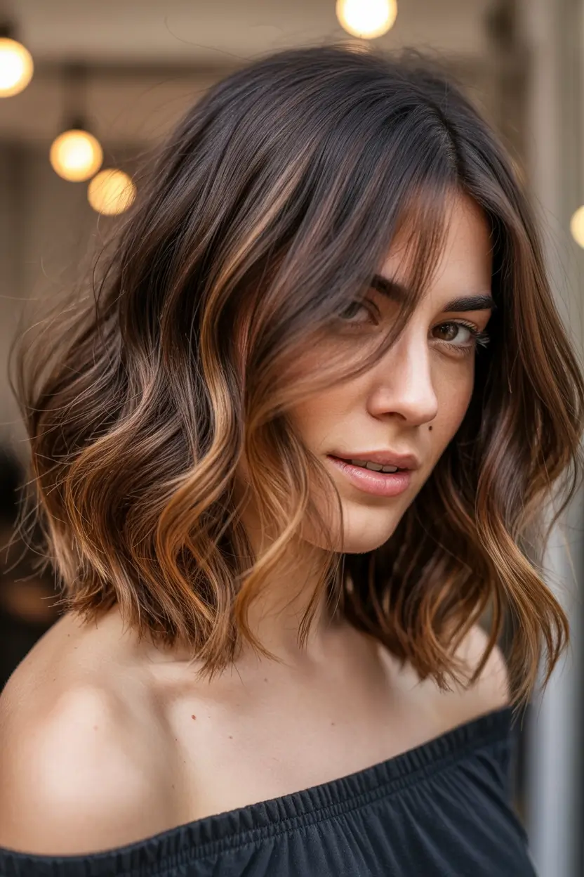 Summer hair color ideas 2026 Warm caramel dimension on a textured summer bob