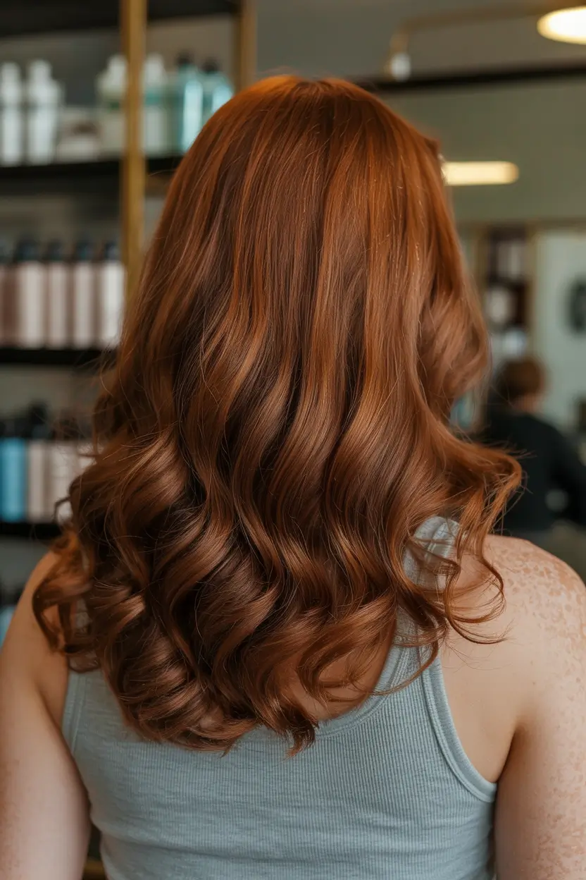 summer hair color ideas 2026 for dark hair glossy copper brunette that feels rich and dimensional