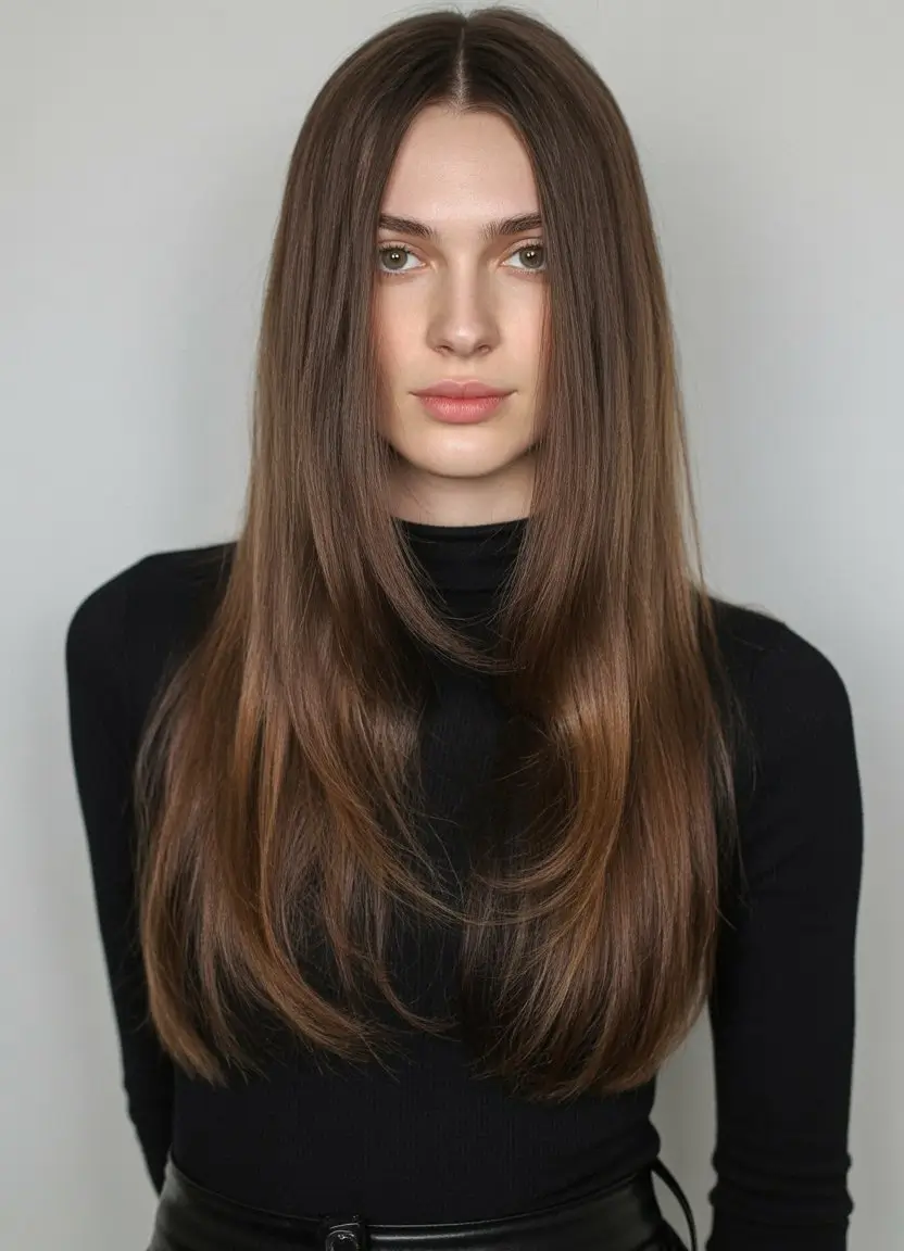 summer hair color ideas for brunettes 2026 chocolate Soft Chocolate Layers with Subtle Warm Glow