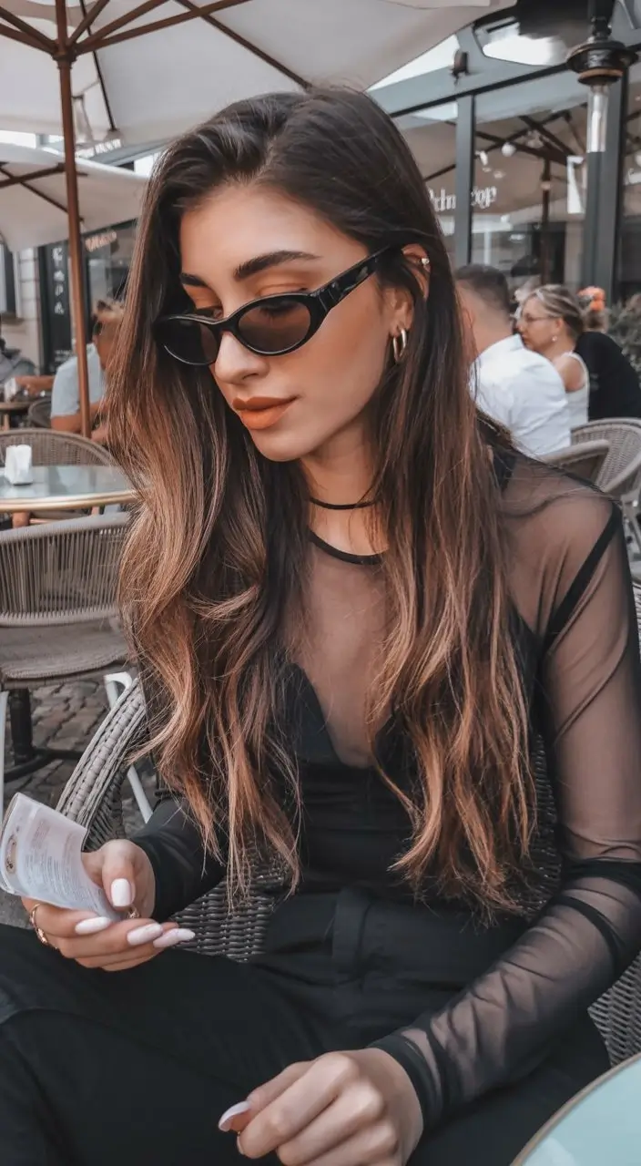 summer hair color ideas for brunettes 2026 chocolate Sun Kissed Brunette with Soft Caramel Accents