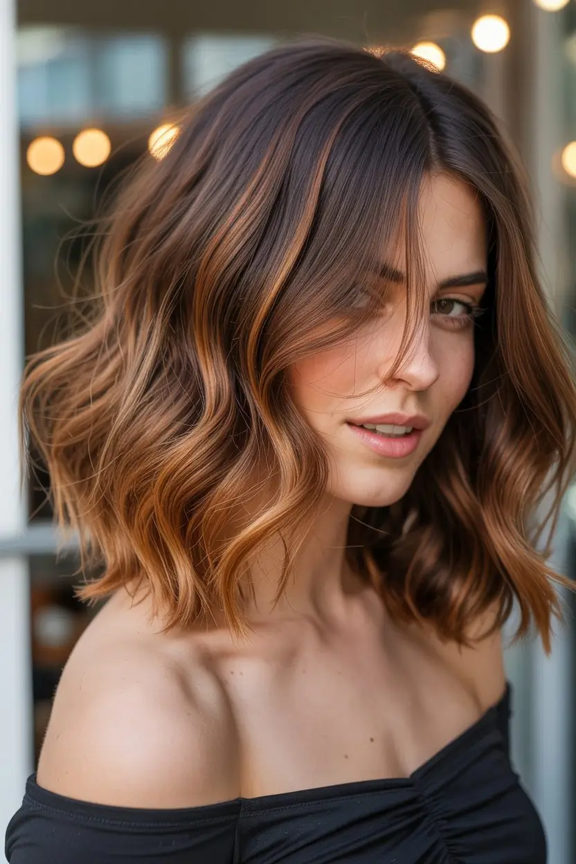 summer hair color ideas for brunettes 2026 chocolate Warm Chocolate Bob with Soft Honey Highlights