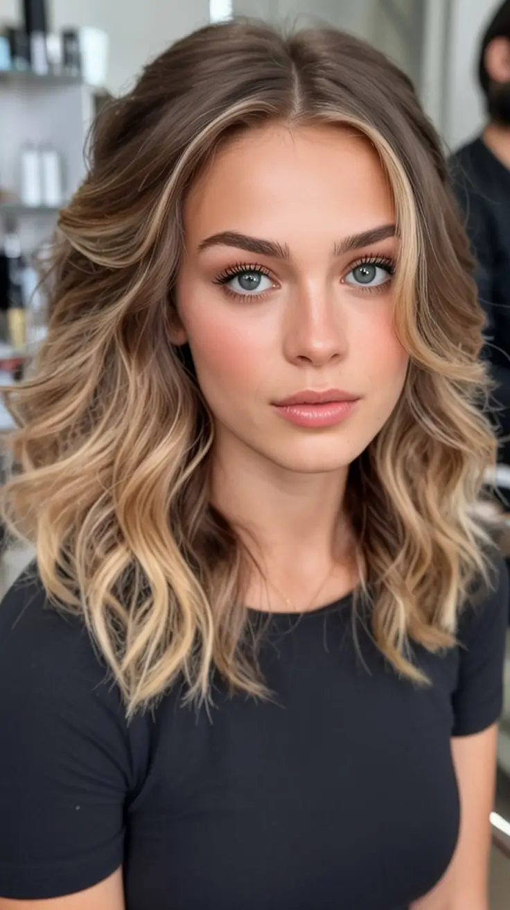 summer hair color ideas for brunettes 2026 chocolate Bright Face Framing Blonde on Soft Chocolate Waves