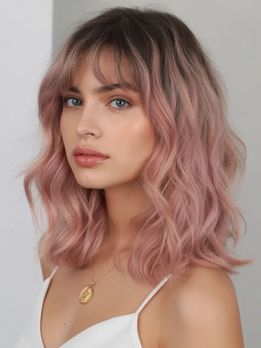 Summer haircuts ideas 2026 soft rose gold medium waves haircut