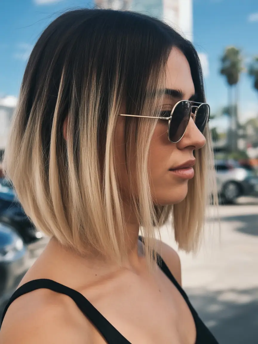 Summer haircuts ideas 2026 sleek shadow root blonde bob haircut