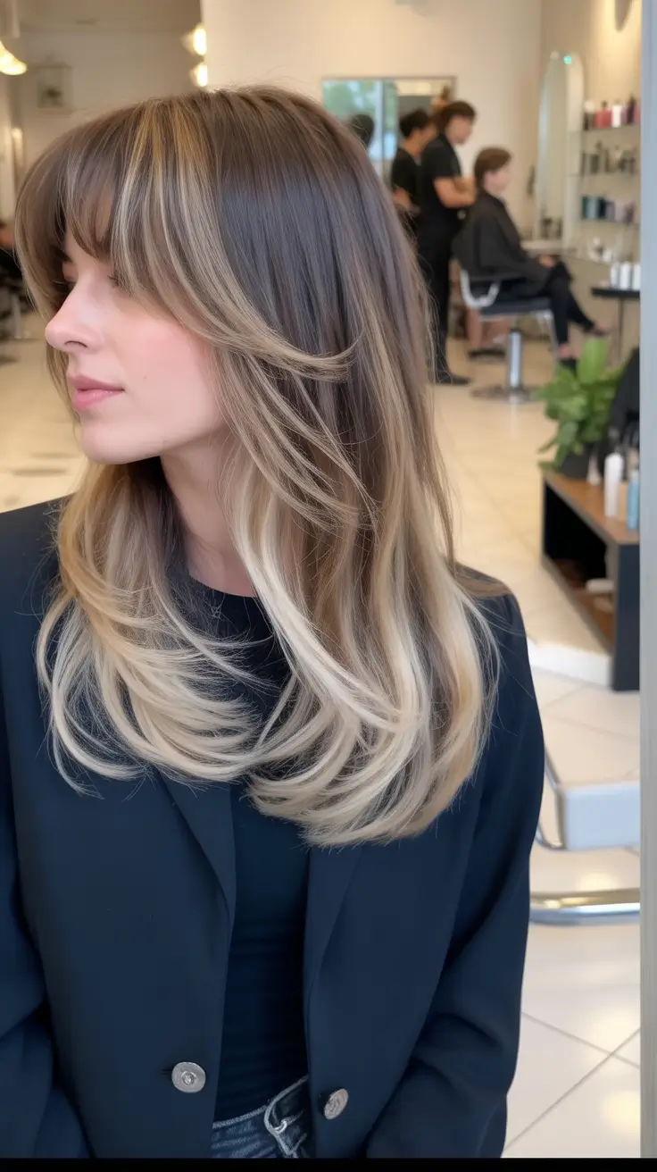 Summer haircuts ideas 2026 Layered blonde haircut with curtain bangs