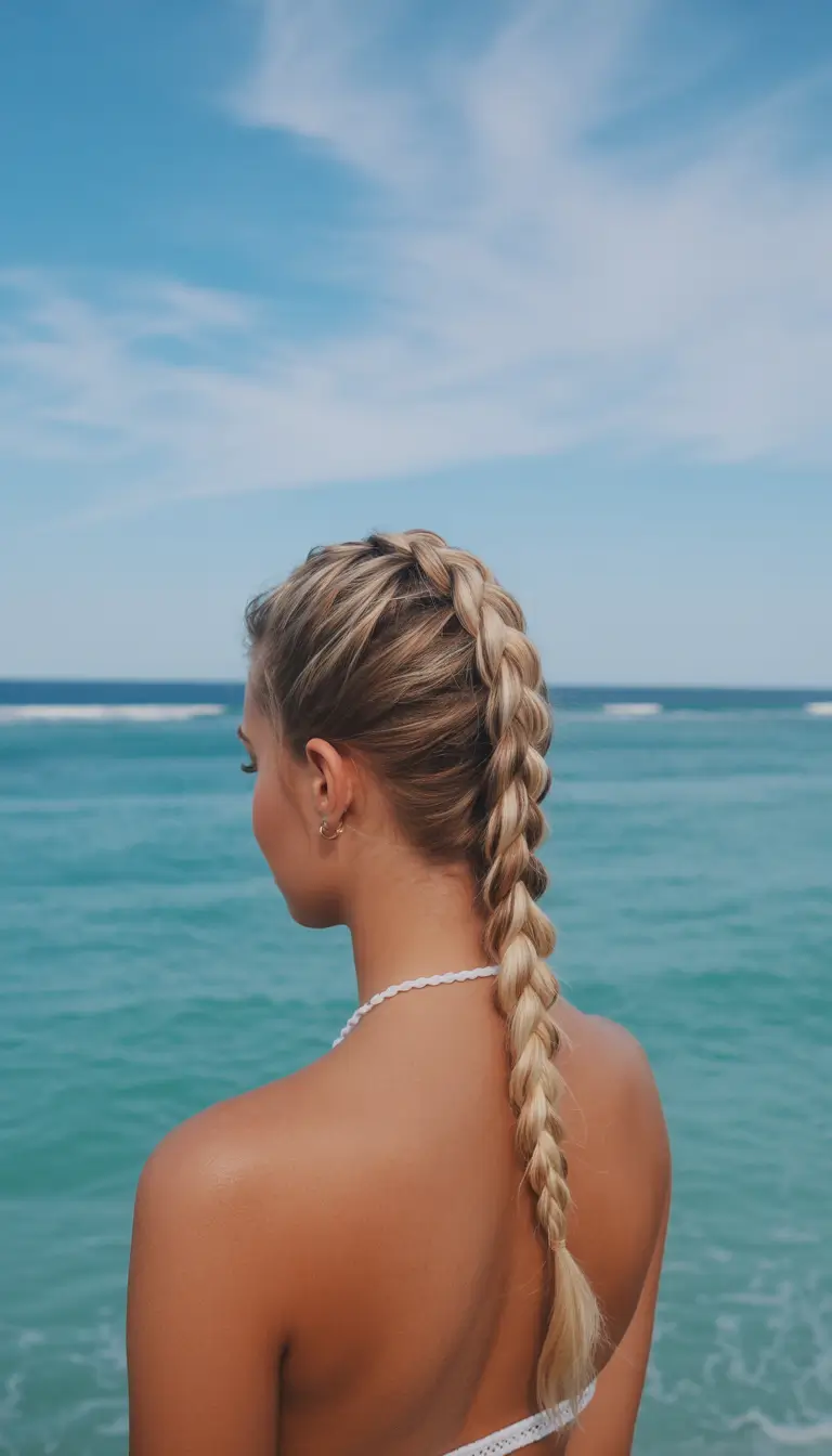 summer hairstyles for swimming 2026 single thick braid