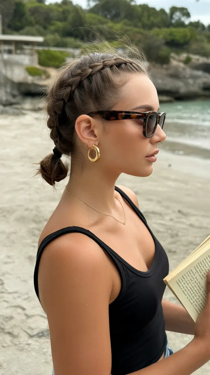 summer hairstyles for swimming 2026 braided crown low bun