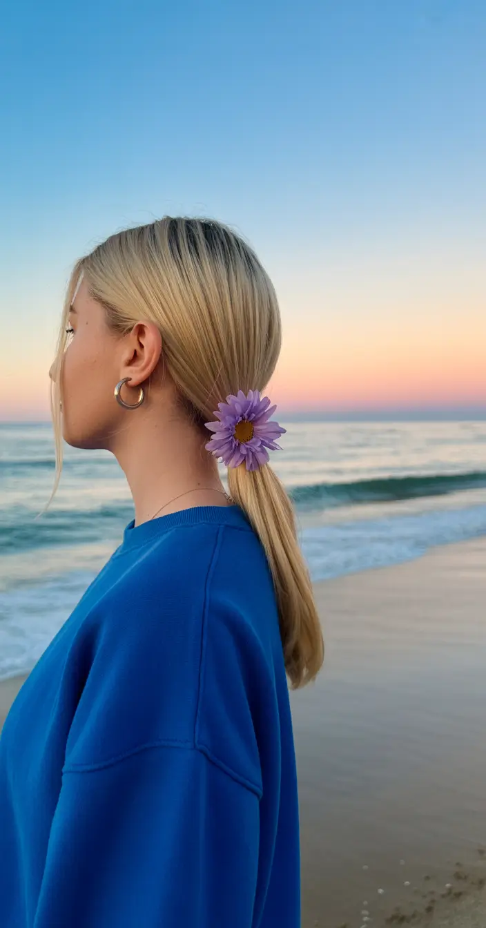 summer hairstyles for swimming 2026 low ponytail with accessory