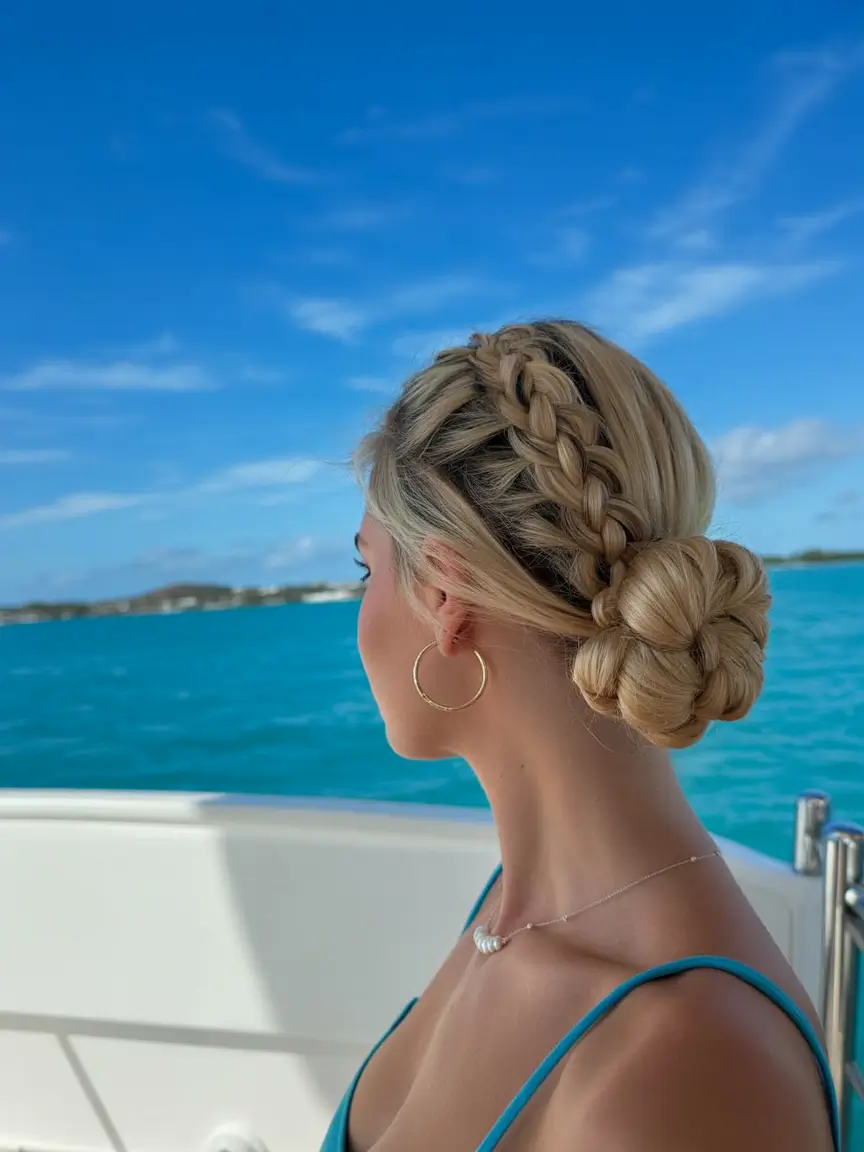 summer hairstyles for swimming 2026 thick braided bun