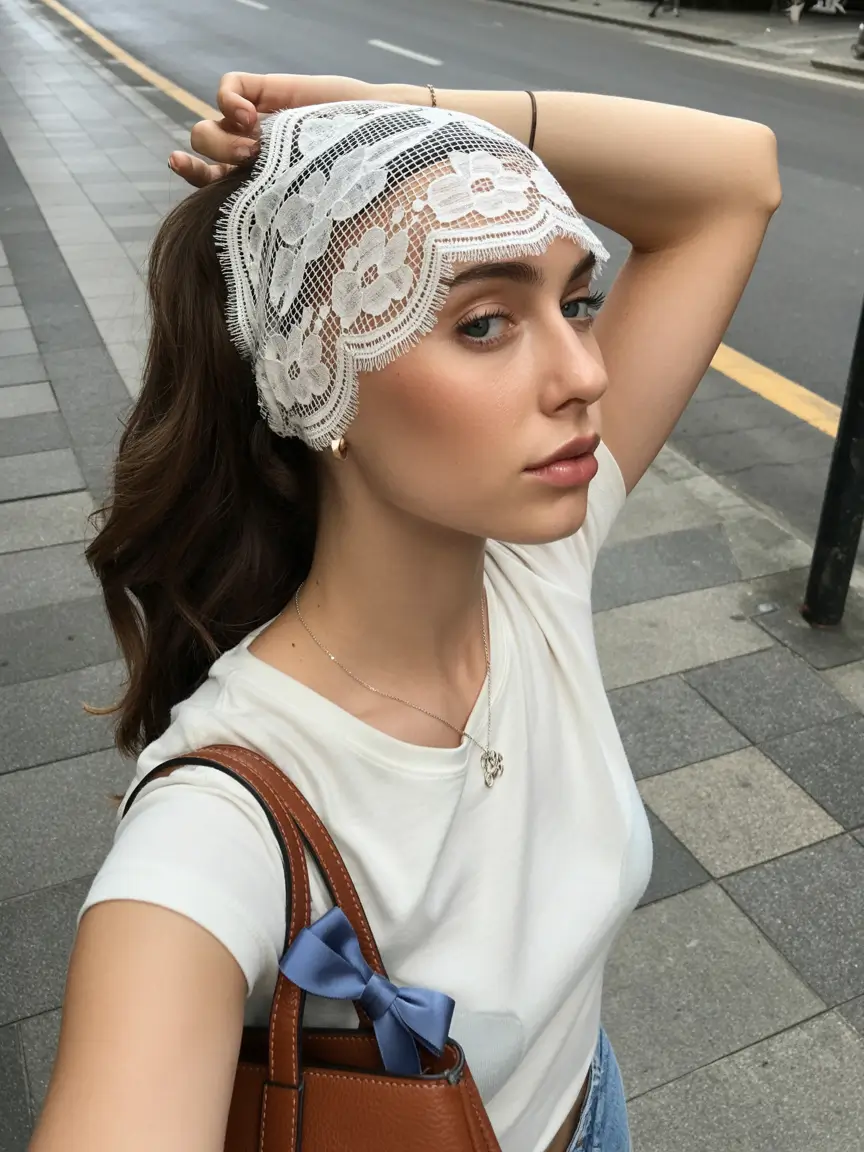 summer heads 2026 Delicate lace head covering with vintage softness