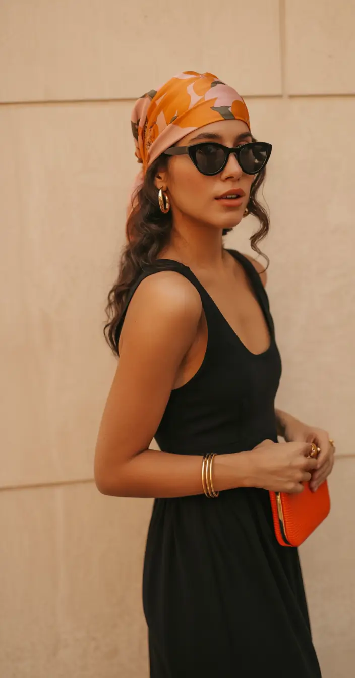 summer heads 2026 Bold headscarf with modern summer contrast