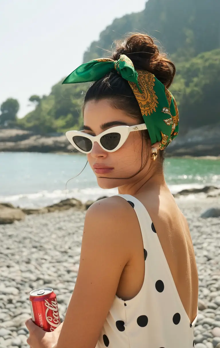 summer heads 2026 Playful wrap styles with bold color contrast