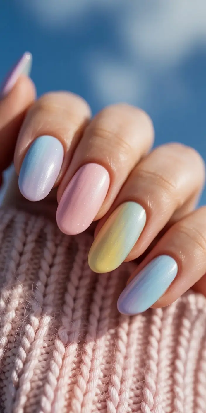 summer nail colors ideas 2026 gradient Soft Shimmer Pastel Gradient for Everyday Glow