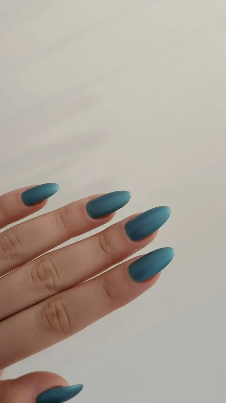 summer nail colors ideas 2026 gradient Matte Teal Fade for a Cool Minimal Statement