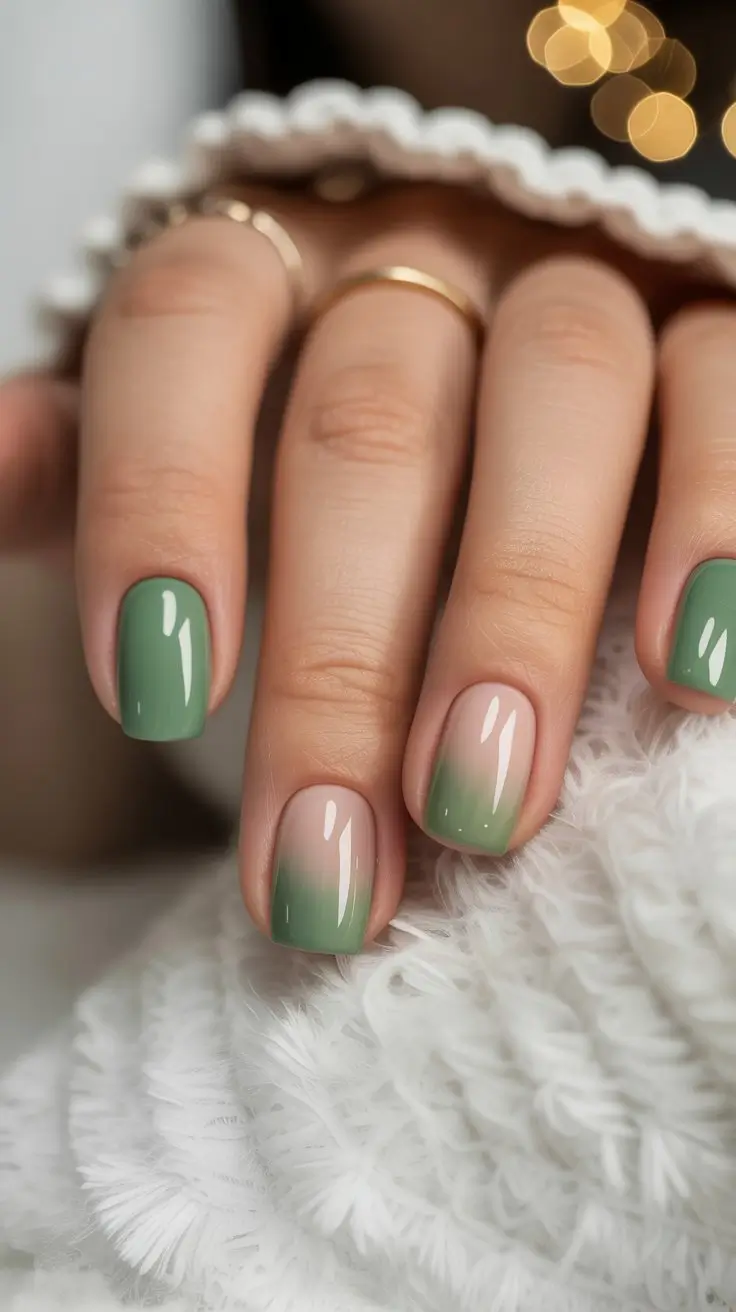 summer nail colors ideas 2026 gradient Muted Sage Green Ombre for Everyday Cool