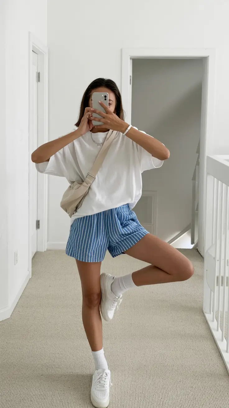 summer outfits 2026 relaxed striped shorts everyday summer comfort