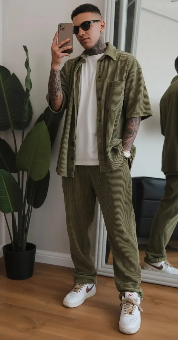 summer outfits for men 2026 Textured matching set with relaxed street energy