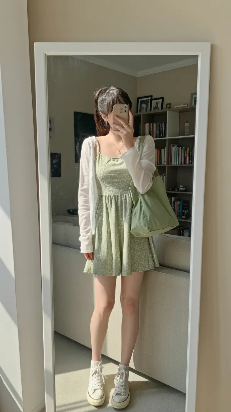summer outfits for vacation 2026 cute green sundress casual outfit women