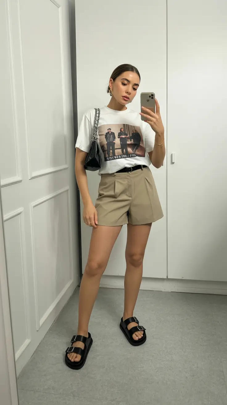 summer outfits for vacation 2026 casual graphic tee shorts outfit women