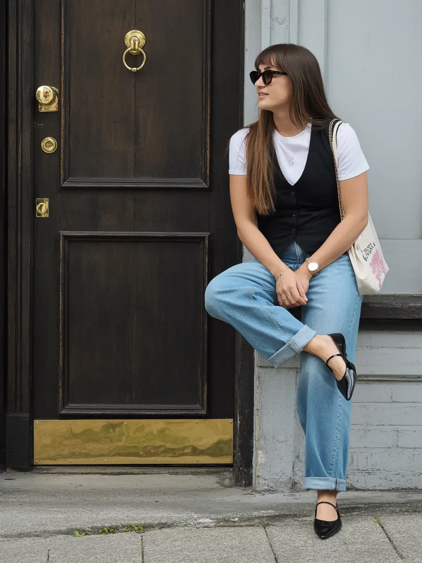 summer outfits for vacation 2026 classy casual women denim vest outfit