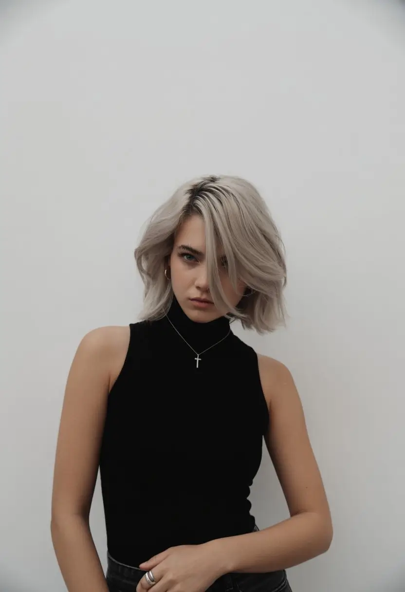 summer short haircut ideas 2026 Soft Ash Blonde Bob With Side Movement