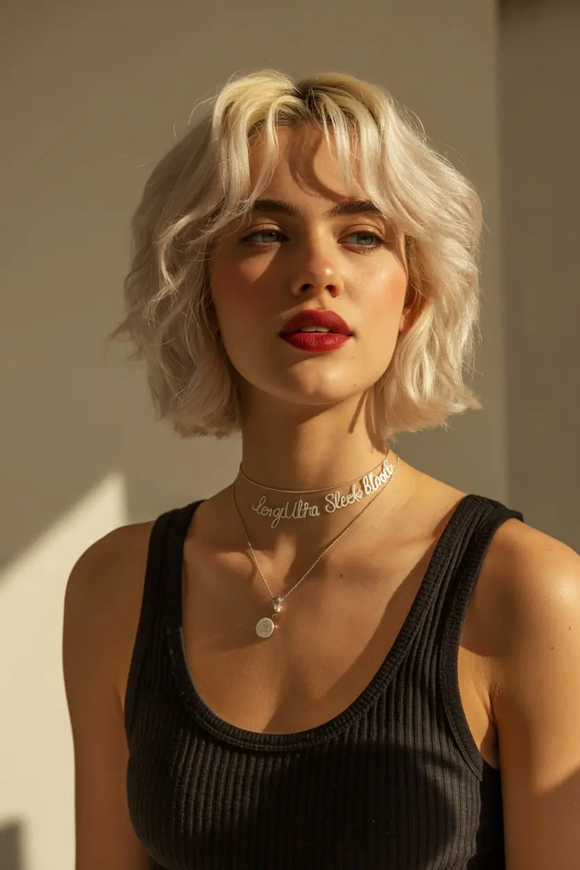 summer short haircut ideas 2026 French Inspired Blonde Bob With Soft Bangs