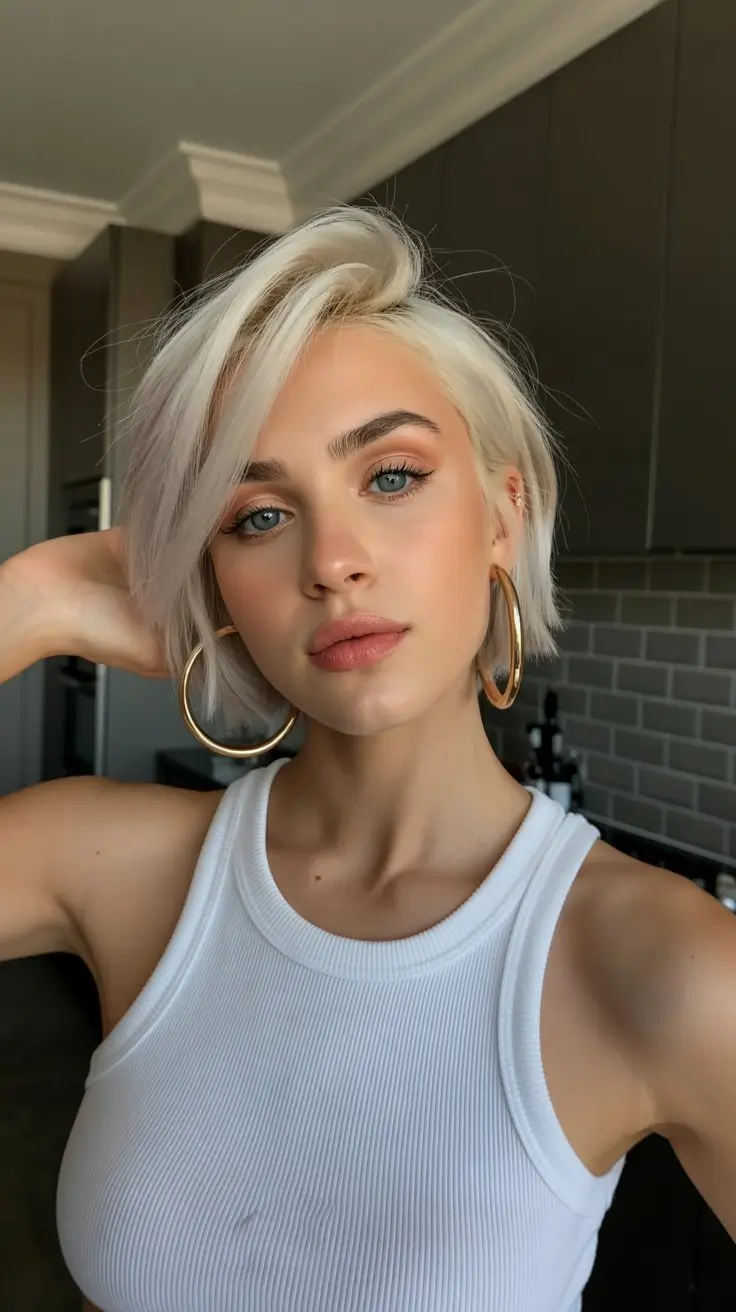 summer short haircut ideas 2026 Cool Girl Textured Bob With Side Sweep