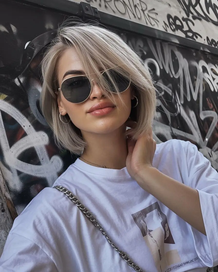 summer short haircut ideas 2026 Urban Chic Blunt Bob With Sleek Finish