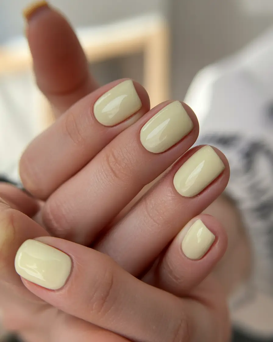 summer short nail inspo 2026 Butter Yellow Glossy Short Nails