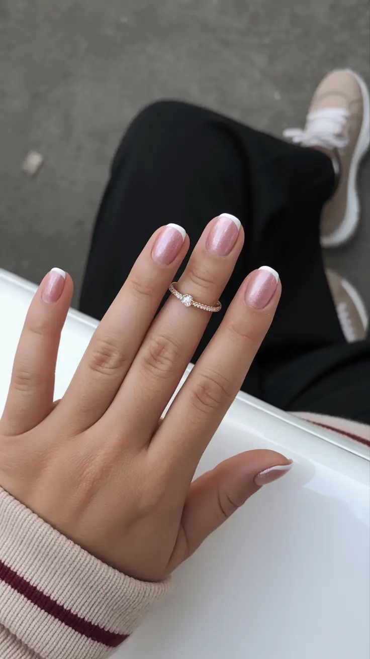 summer short nail inspo 2026 Natural Pink French Glow Nails