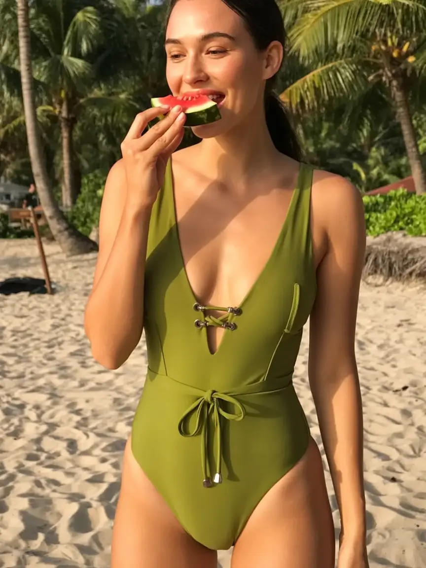 summer swimwear for women 2026 Olive tones that enhance natural summer glow