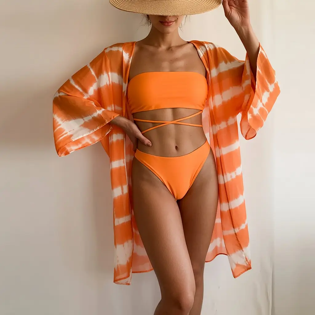 swimsuit coverups outfit 2026 Orange Tie Dye Glow with Bold Summer Energy