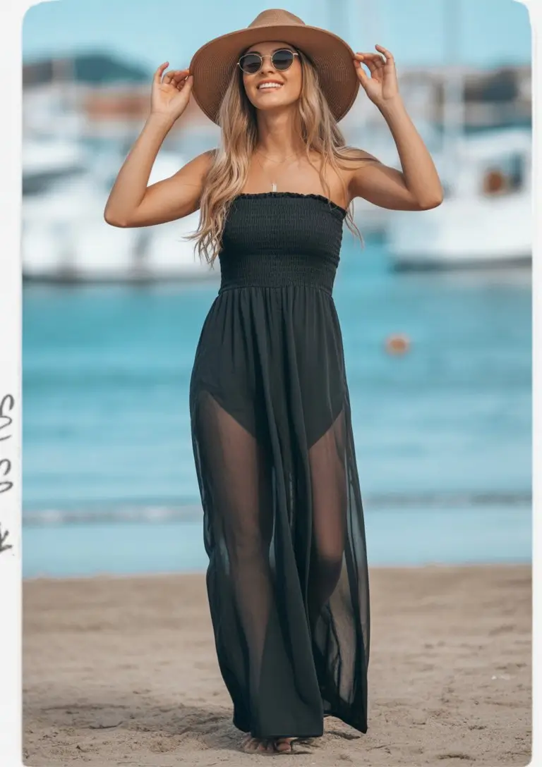 swimsuit coverups outfit 2026 Black Mesh Minimalism That Feels Like a Statement