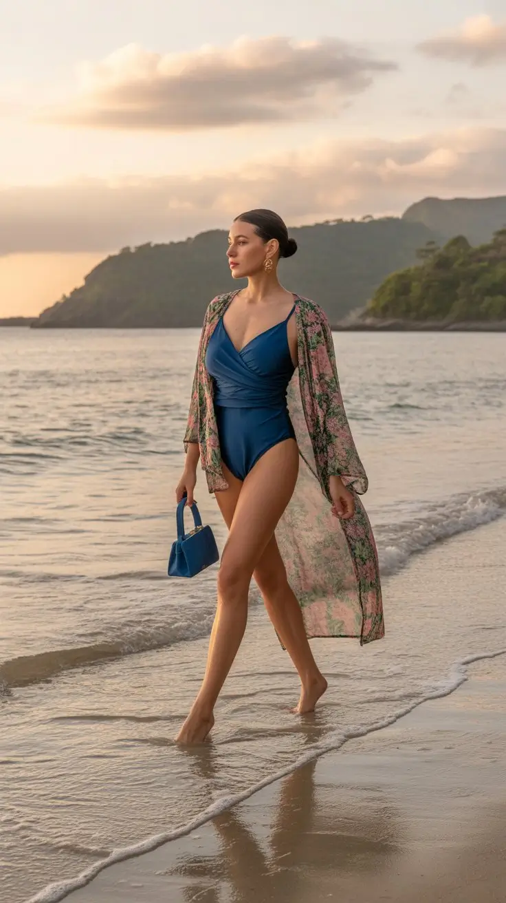 swimsuit for pool party 2026 blue one piece coverup elegant