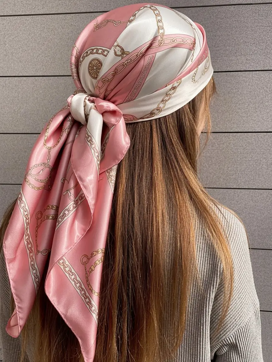 A head bandana—a summer accessory 2026 Elegant silk layering with a soft pink bandana statement