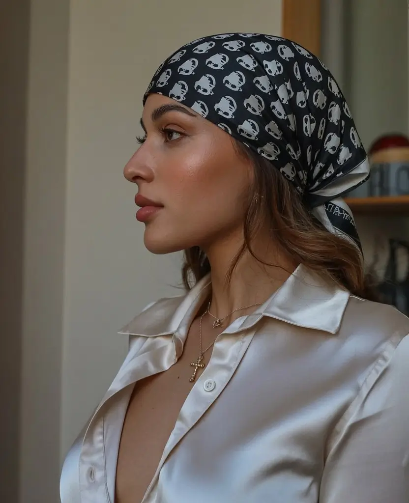 A head bandana—a summer accessory 2026 Polished femininity with a silk statement bandana