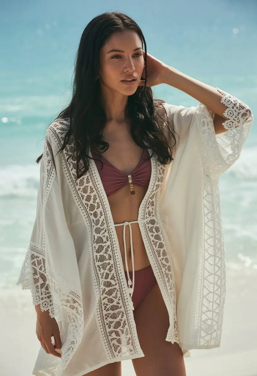 beach tunic cover up 2026 White boho softness with delicate details