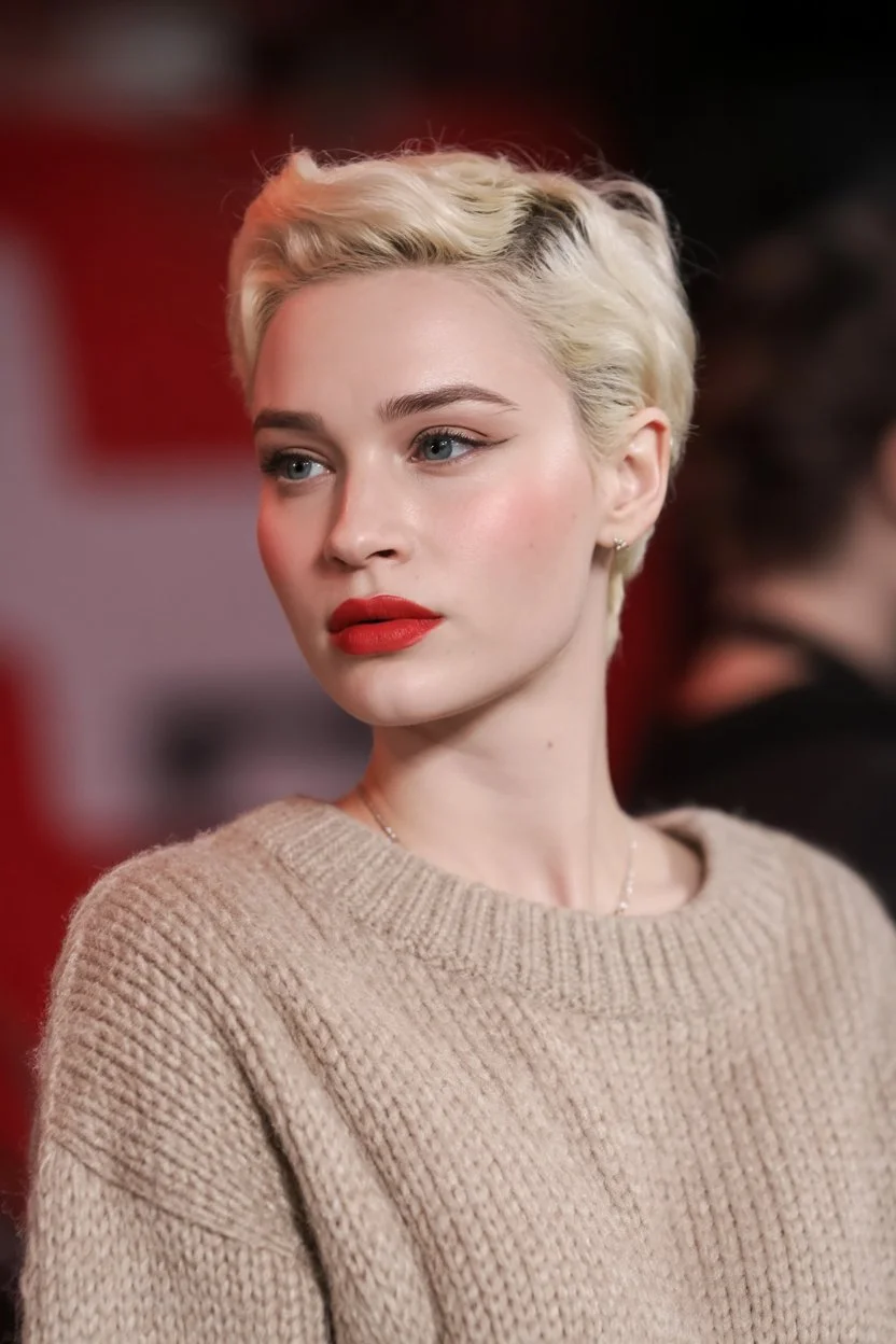 bold summer pixie haircuts 2026 Soft Platinum Pixie with Vintage Texture