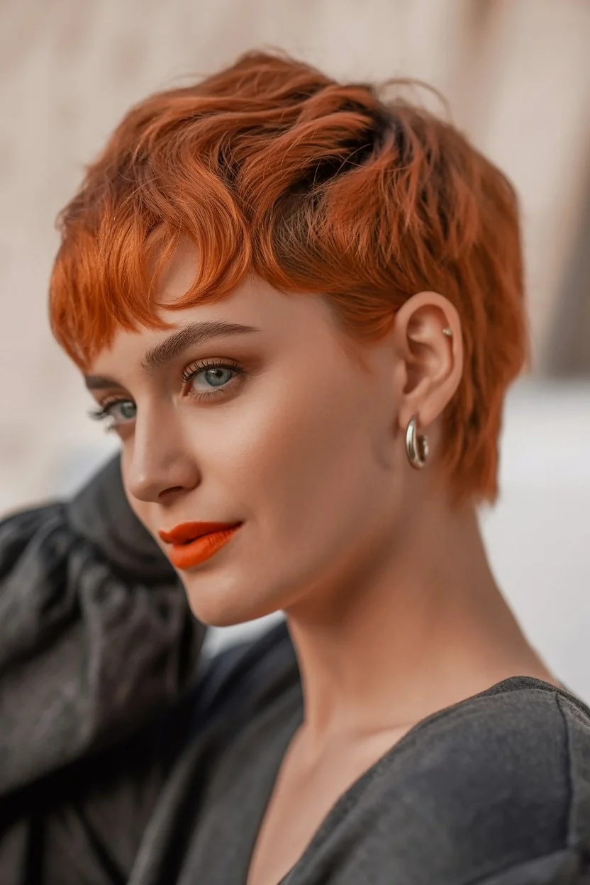 bold summer pixie haircuts 2026 Bold Copper Micro Fringe Pixie