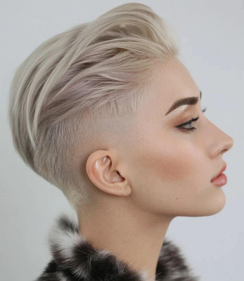 bold summer pixie haircuts 2026 Platinum Undercut Pixie with Volume