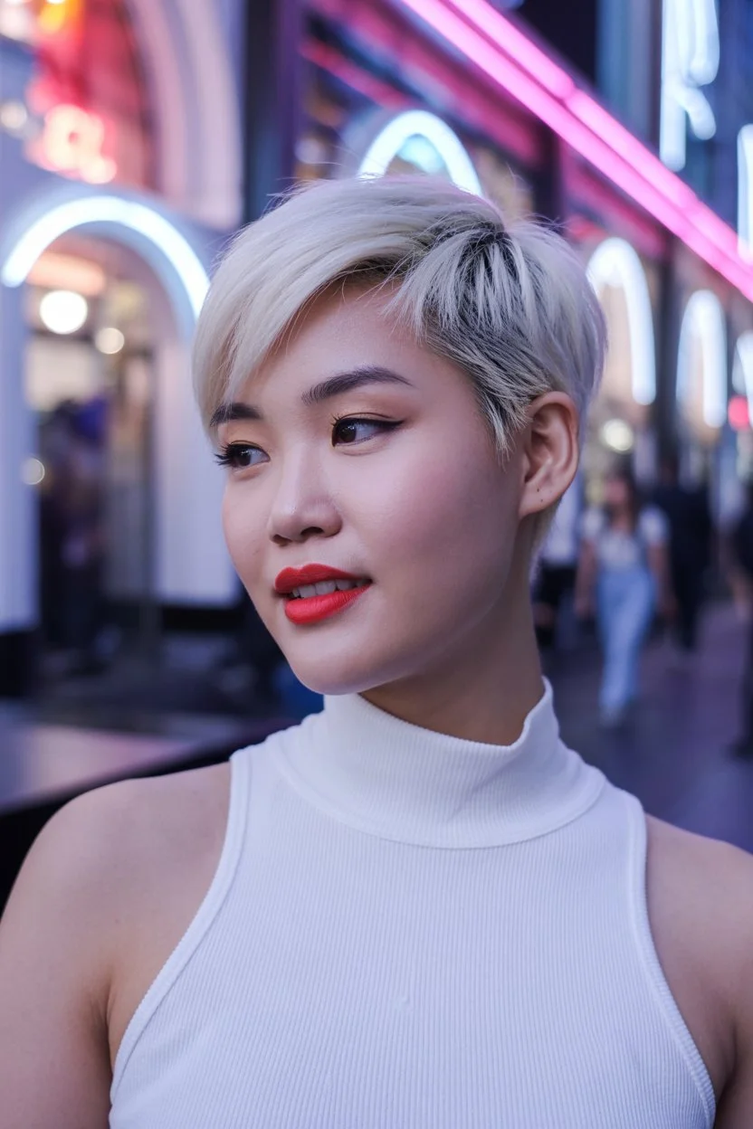bold summer pixie haircuts 2026 City Chic Platinum Pixie with Sleek Finish