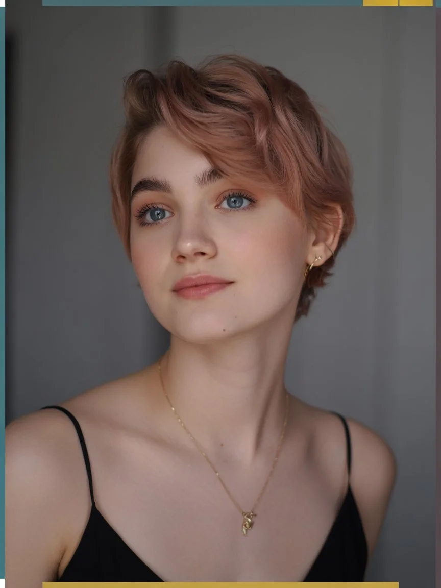 bold summer pixie haircuts 2026 Peachy Soft Pixie with Natural Volume