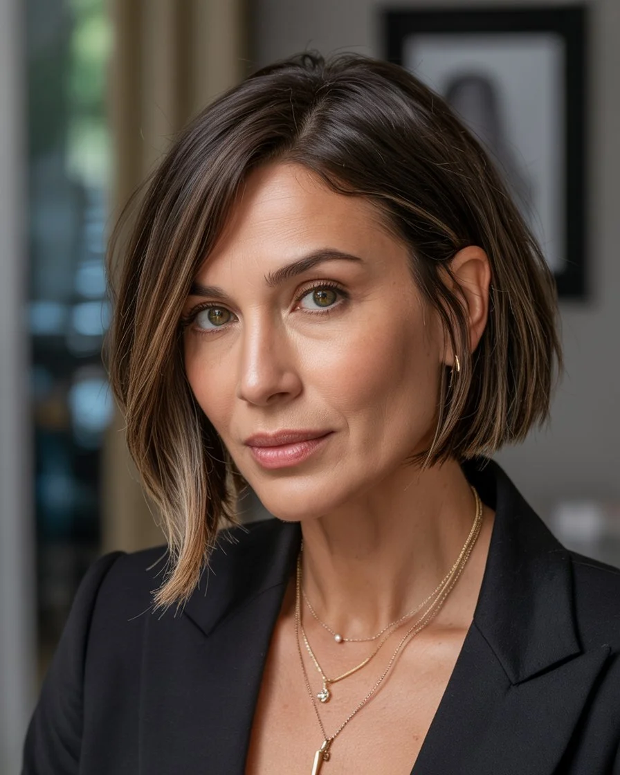 chic summer haircuts for women over 40 2026 modern short bob with subtle dimension