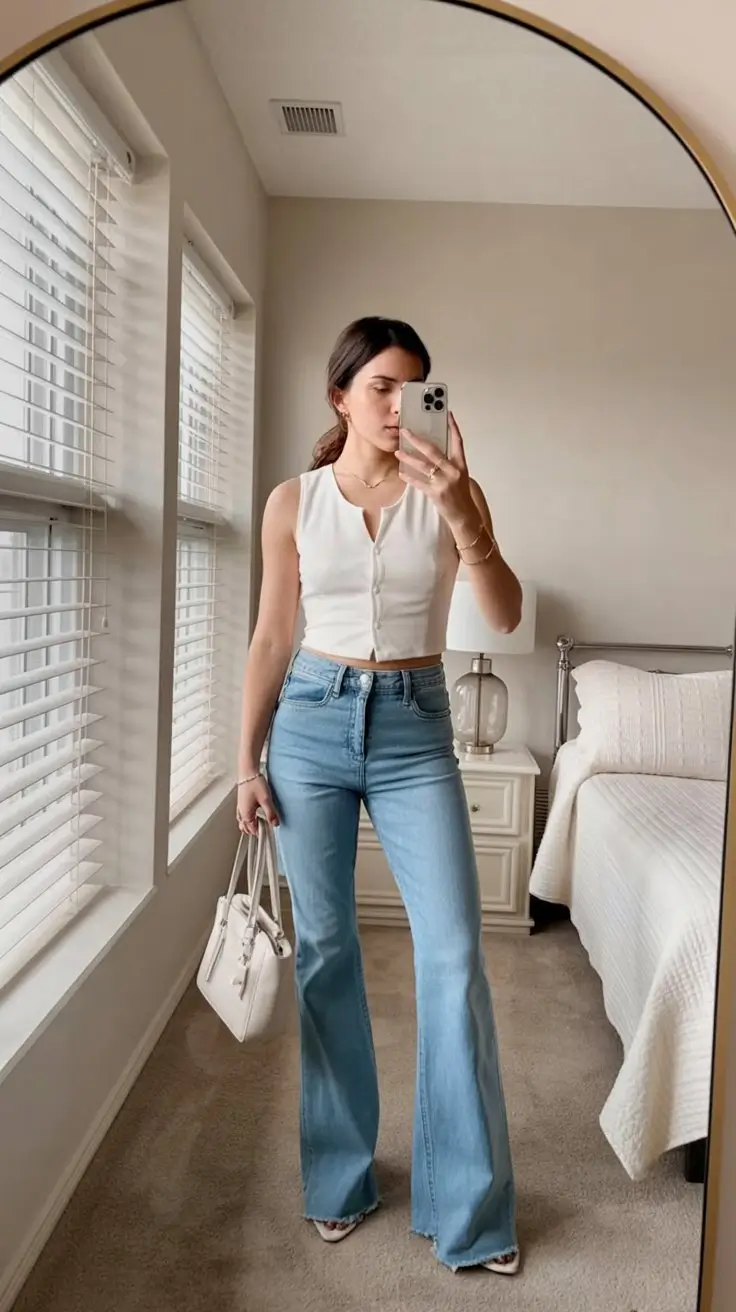 chic summer work outfits 2026 Minimal denim and soft tailoring for everyday ease