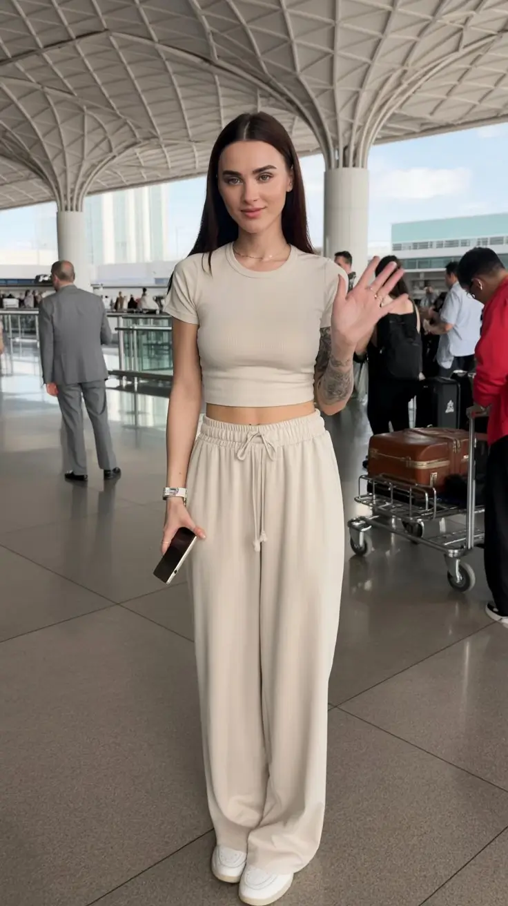 comfy airport outfits summer 2026 monochrome lounge set chic