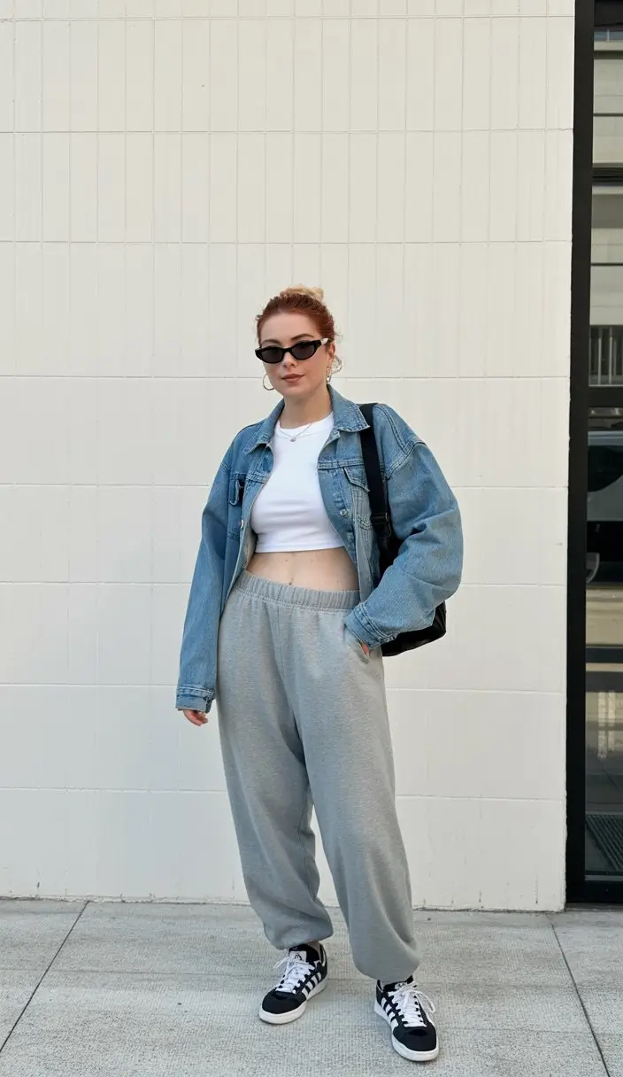 comfy airport outfits summer 2026 denim jacket casual pants street style